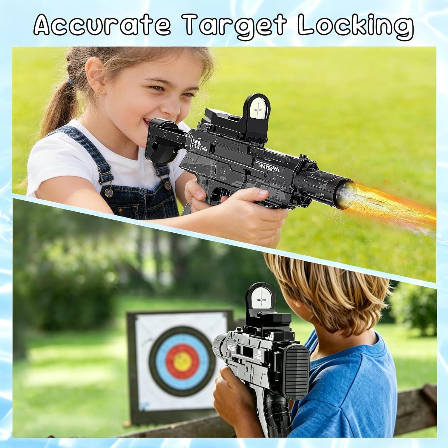 Electric Water Gun for Kids Adult, Automatic Squirt Pistol Guns with Large Capacity & 26-32FT Range, Rechargeable Watergun Toys for Pool, Beach, Backyard Summer Water Blaster Games, Black