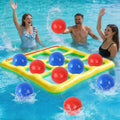 Tic Tac Toe Pool Toys Set, Floating Inflatable Toy with 10 Balls, Fun Water Game for Kids Teens Adults, Pool, Beach & Outdoor, 2-10 Players