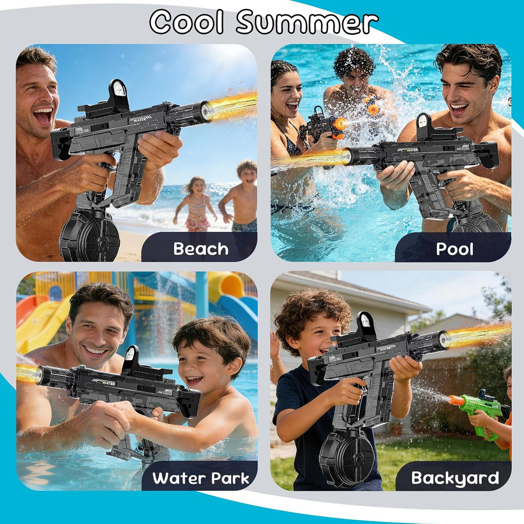 Electric Water Gun for Kids Adult, Automatic Squirt Pistol Guns with Large Capacity & 26-32FT Range, Rechargeable Watergun Toys for Pool, Beach, Backyard Summer Water Blaster Games, Black