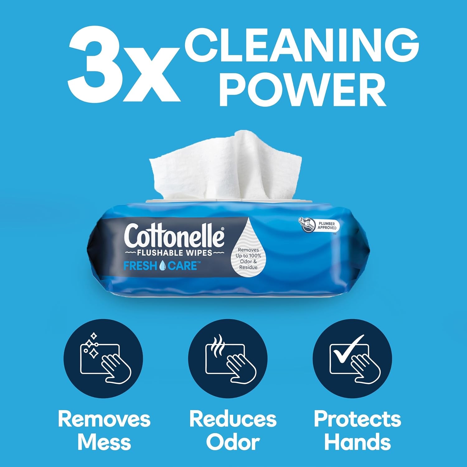 Cottonelle Fresh Feel Flushable Wet Wipes, Adult Wet Wipes, 8 Flip-Top Packs, 42 Wipes per Pack (336 Total Wipes), Packaging May Vary