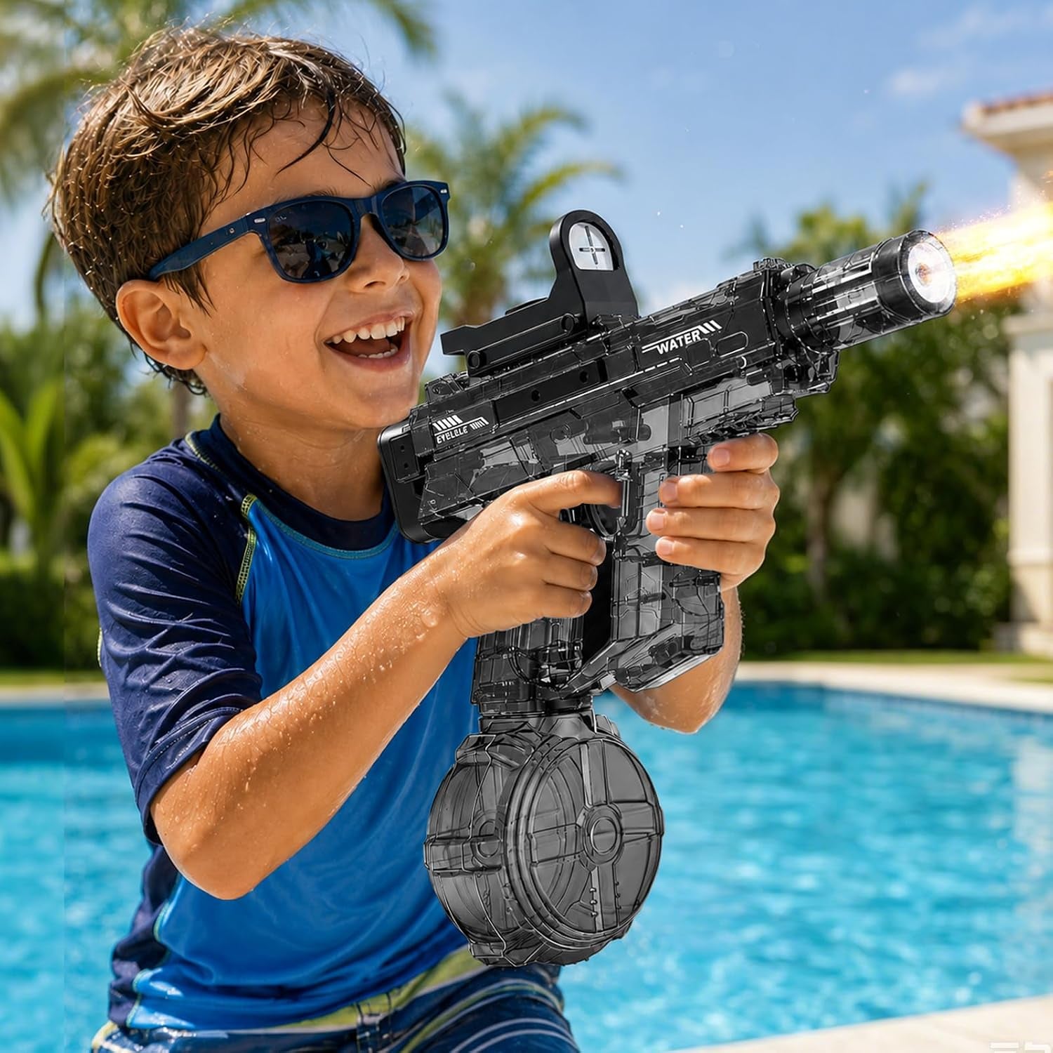 Electric Water Gun for Kids Adult, Automatic Squirt Pistol Guns with Large Capacity & 26-32FT Range, Rechargeable Watergun Toys for Pool, Beach, Backyard Summer Water Blaster Games, Black