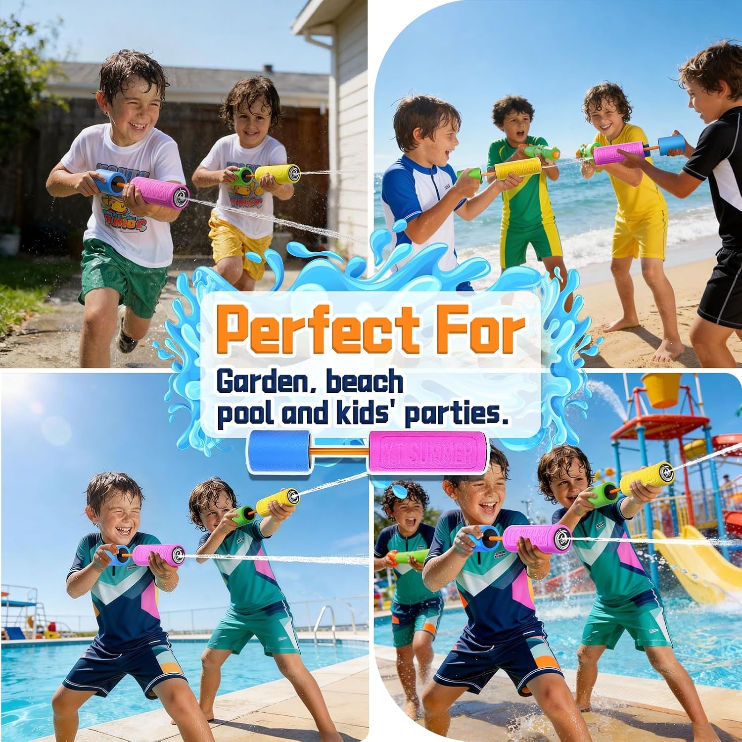 Water Guns for Kids Adults Toddler, High-Capacity Foam Squirt Gun Toy, Summer Fun Water Toys for Pool Outdoor Beach Games, Water Blaster for Ages 4-8 8-12 Boys Backyard Party Play (6.3" 6PCS)