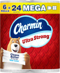 Ultra Strong Toilet Paper, 6 Mega = 24 Regular Rolls, 2-Ply, White