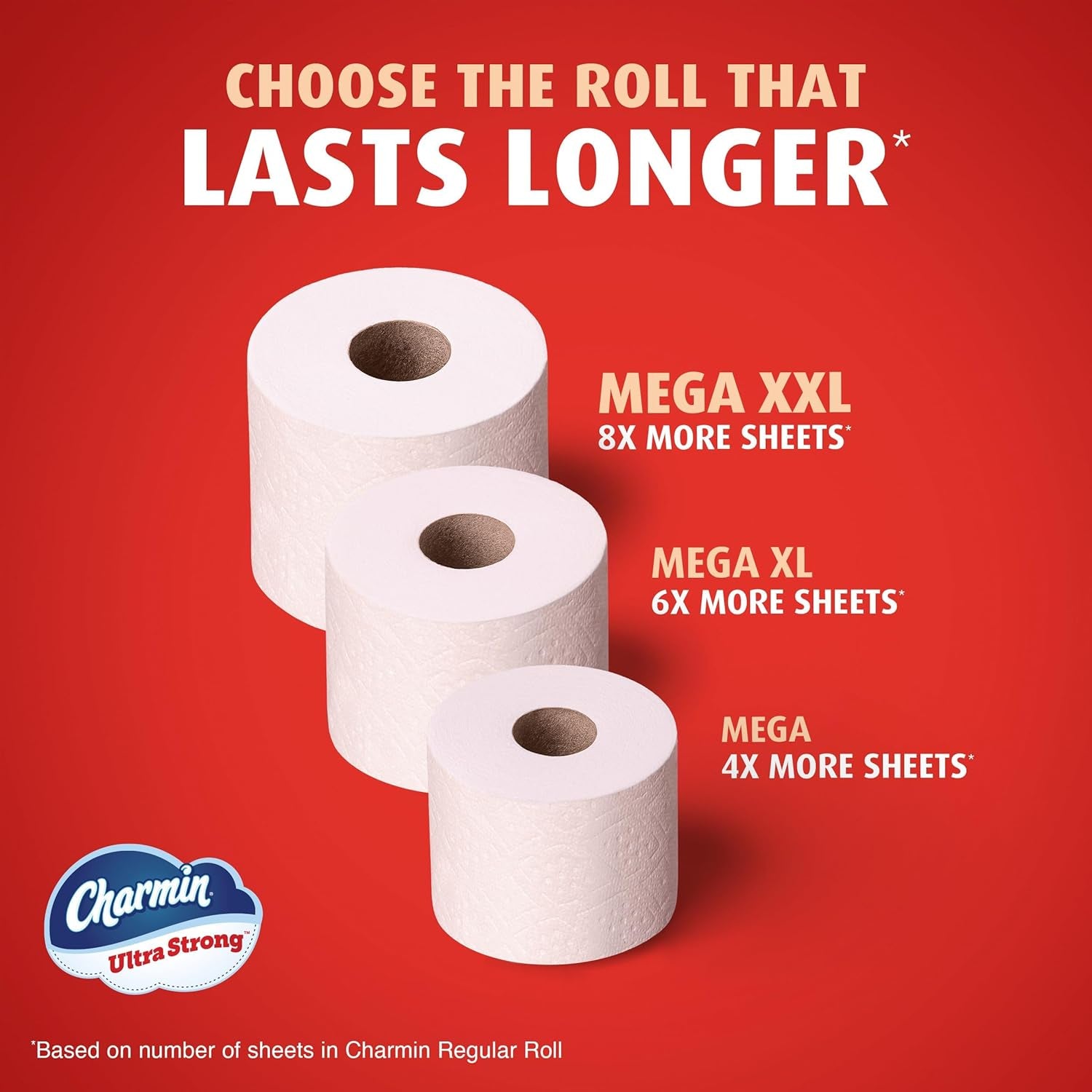 Ultra Strong Toilet Paper, 6 Mega = 24 Regular Rolls, 2-Ply, White