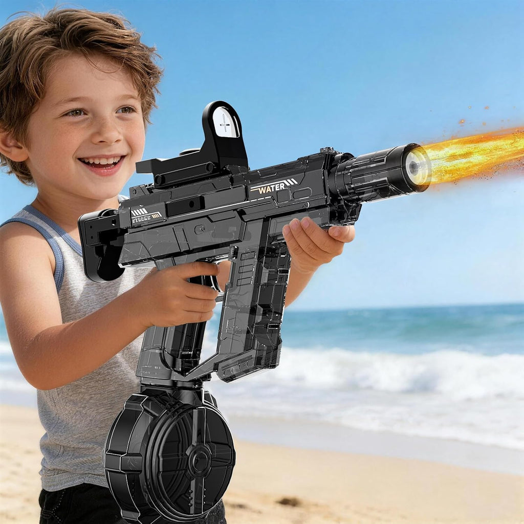 Electric Water Gun for Kids Adult, Automatic Squirt Pistol Guns with Large Capacity & 26-32FT Range, Rechargeable Watergun Toys for Pool, Beach, Backyard Summer Water Blaster Games, Black
