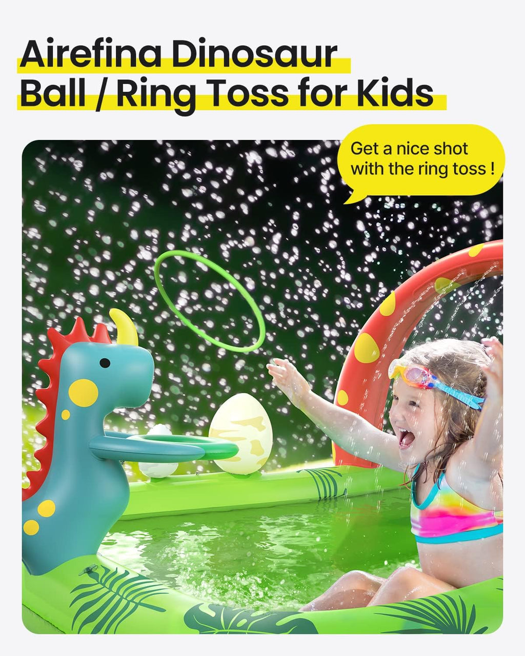 Inflatable Kids Pool,  Dino Planet Inflatable Play Center Kiddie Pool with Water Slide, Ultra Thick 97"X76"X41" Toddler Pool with Play Ball Hoop, for Backyard, Garden, Water Park, Ages 3+
