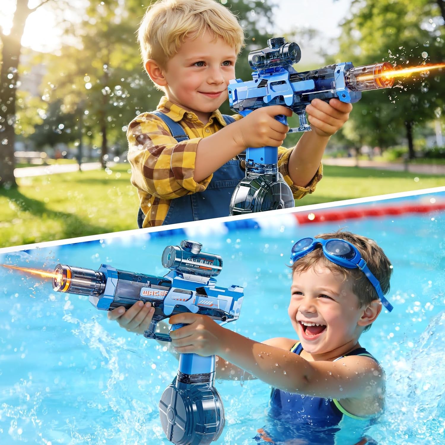 Electric Water Guns for Kids, Water Blaster Squirt Guns with Flashing Muzzle,Range up to 32Ft, Summer Outdoor Beach Swimming Pool Party Toys, Gift for Kids Age 8 9 10 11 12 Years Old Boys