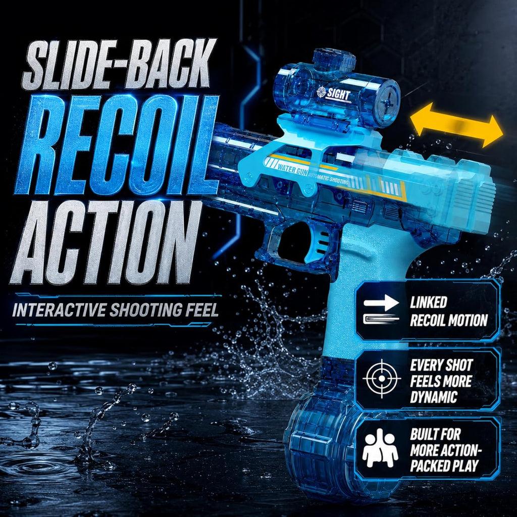 2 Pack Electric Water Guns, Automatic Squirt Guns for Kids | Rechargeable Battery Water Blasters with LED Lights, Sound Effects, Goggles, Pool Beach Backyard Summer Play