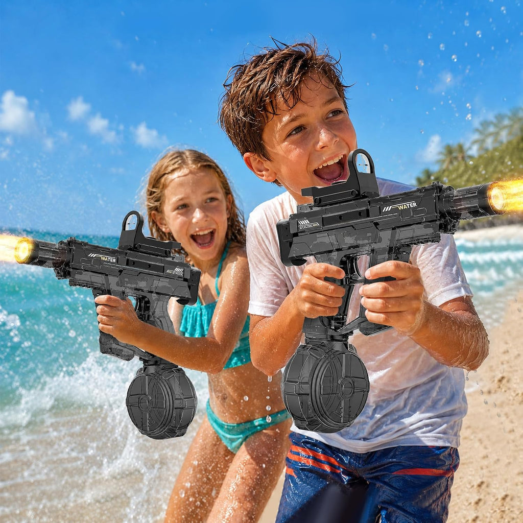 Electric Water Gun for Kids Adult, Automatic Squirt Pistol Guns with Large Capacity & 26-32FT Range, Rechargeable Watergun Toys for Pool, Beach, Backyard Summer Water Blaster Games, Black