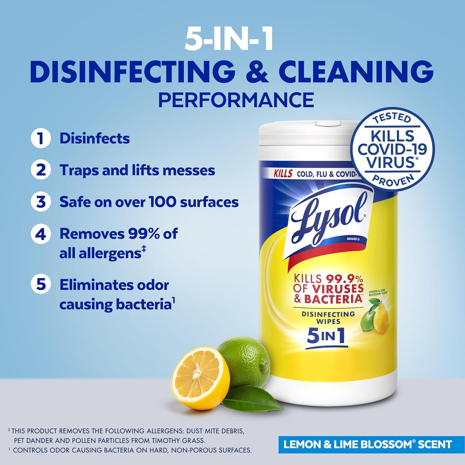 Disinfecting Wipes, All Purpose Cleaner, Multi-Surface Antibacterial Cleaning Wipes, Household Cleaning Supplies, Dorm Essentials, Lemon + Mango & Hibiscus + Crisp Linen Scent, 80 Ct. (4 Pack)
