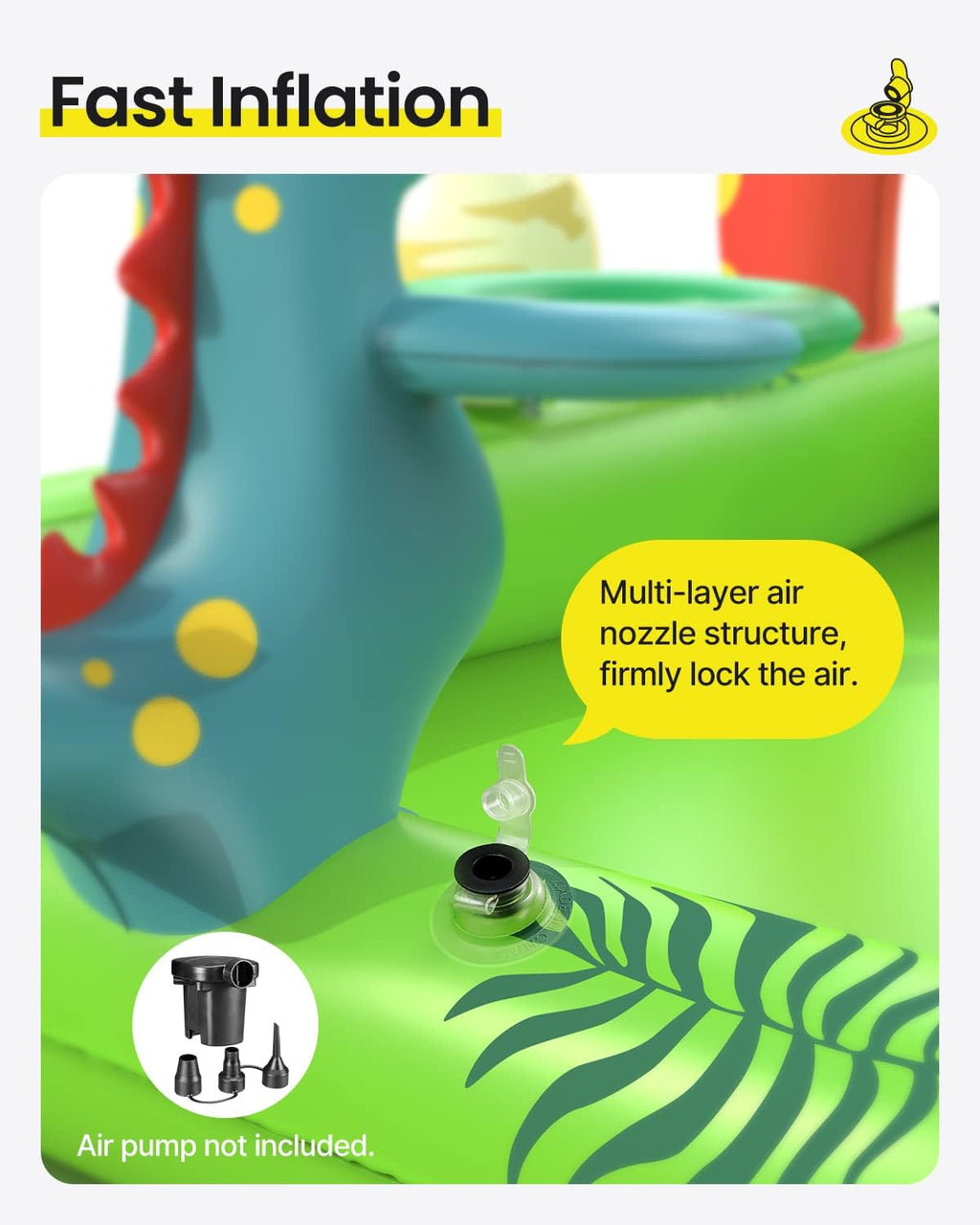Inflatable Kids Pool,  Dino Planet Inflatable Play Center Kiddie Pool with Water Slide, Ultra Thick 97"X76"X41" Toddler Pool with Play Ball Hoop, for Backyard, Garden, Water Park, Ages 3+