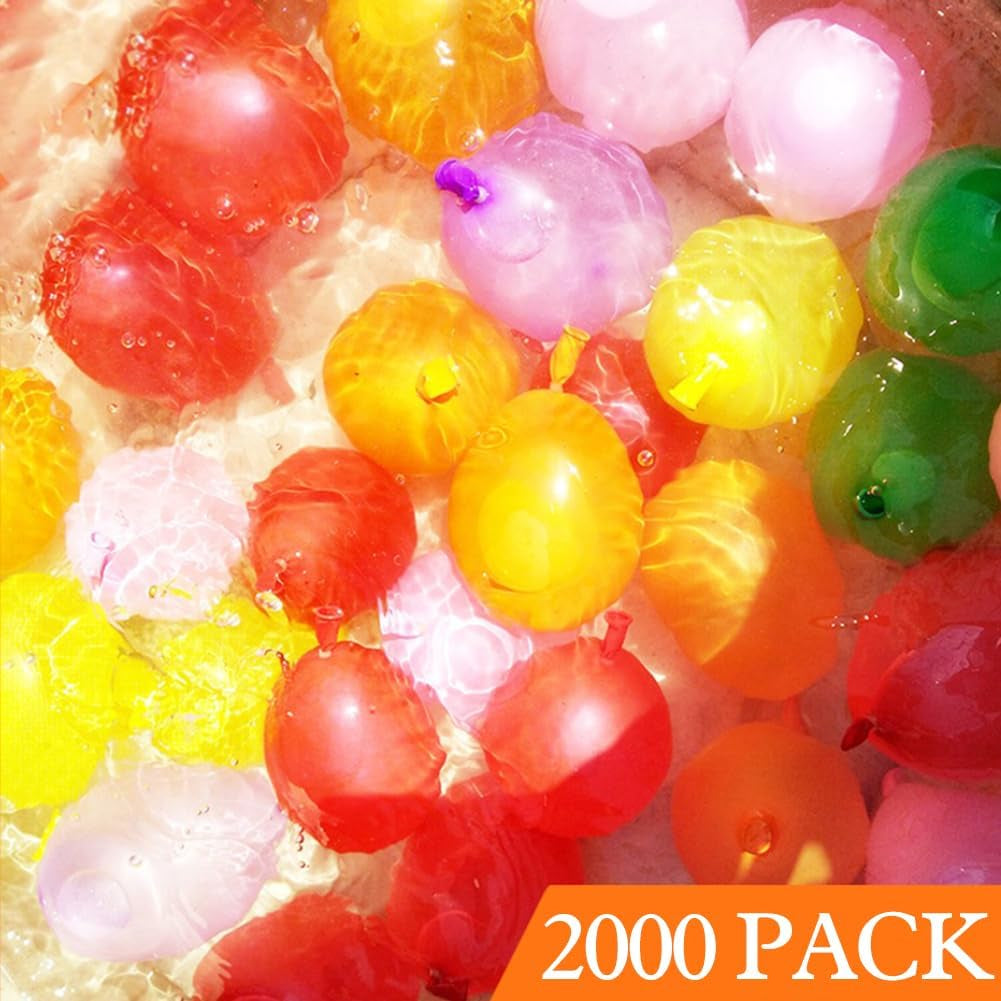 2000 Pack Water Balloons with Refill Kits, Latex Water Bomb Balloons Fight Games - Summer Fun for Adults