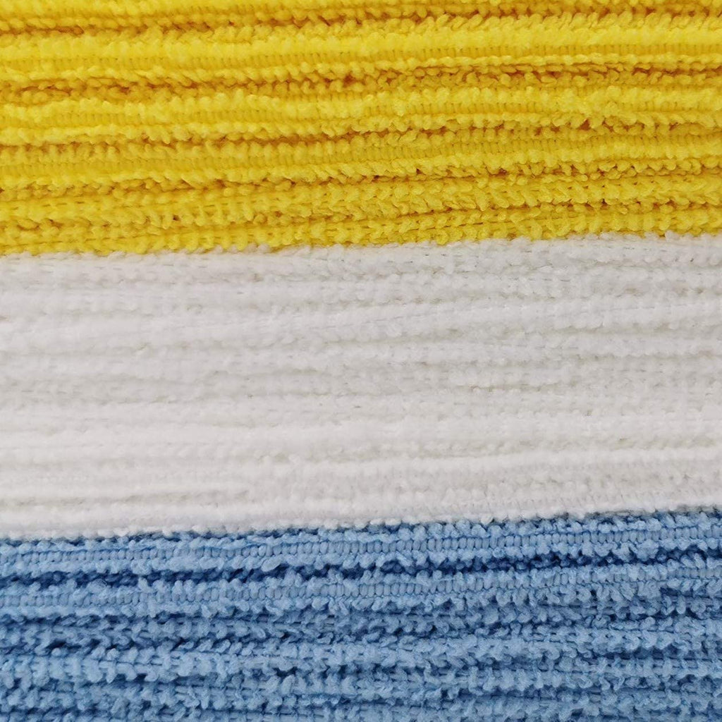 Microfiber Cleaning Cloths, Ultra Absorbent, Lint Free, Streak Free, Non-Abrasive, Reusable and Washable, 16" X 12", Blue/White/Yellow, Pack of 24