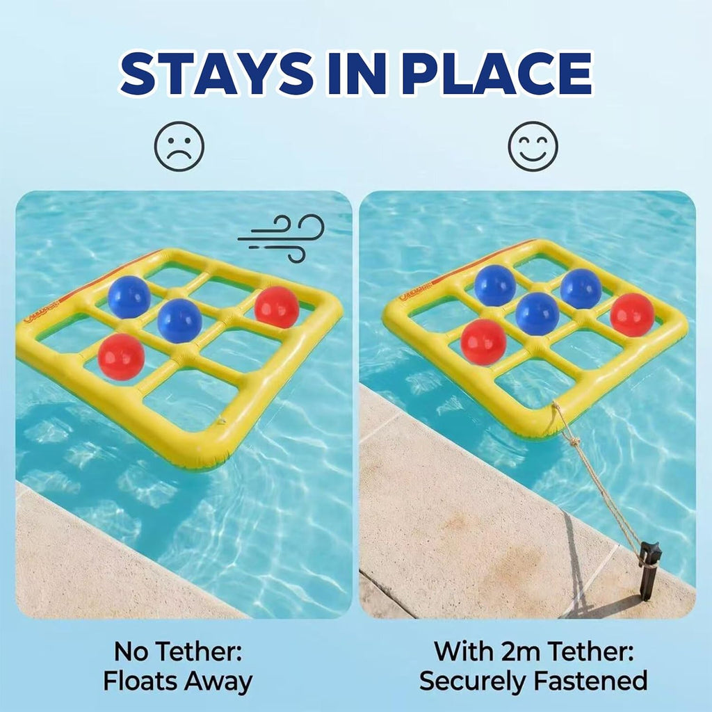 Tic Tac Toe Pool Toys Set, Floating Inflatable Toy with 10 Balls, Fun Water Game for Kids Teens Adults, Pool, Beach & Outdoor, 2-10 Players