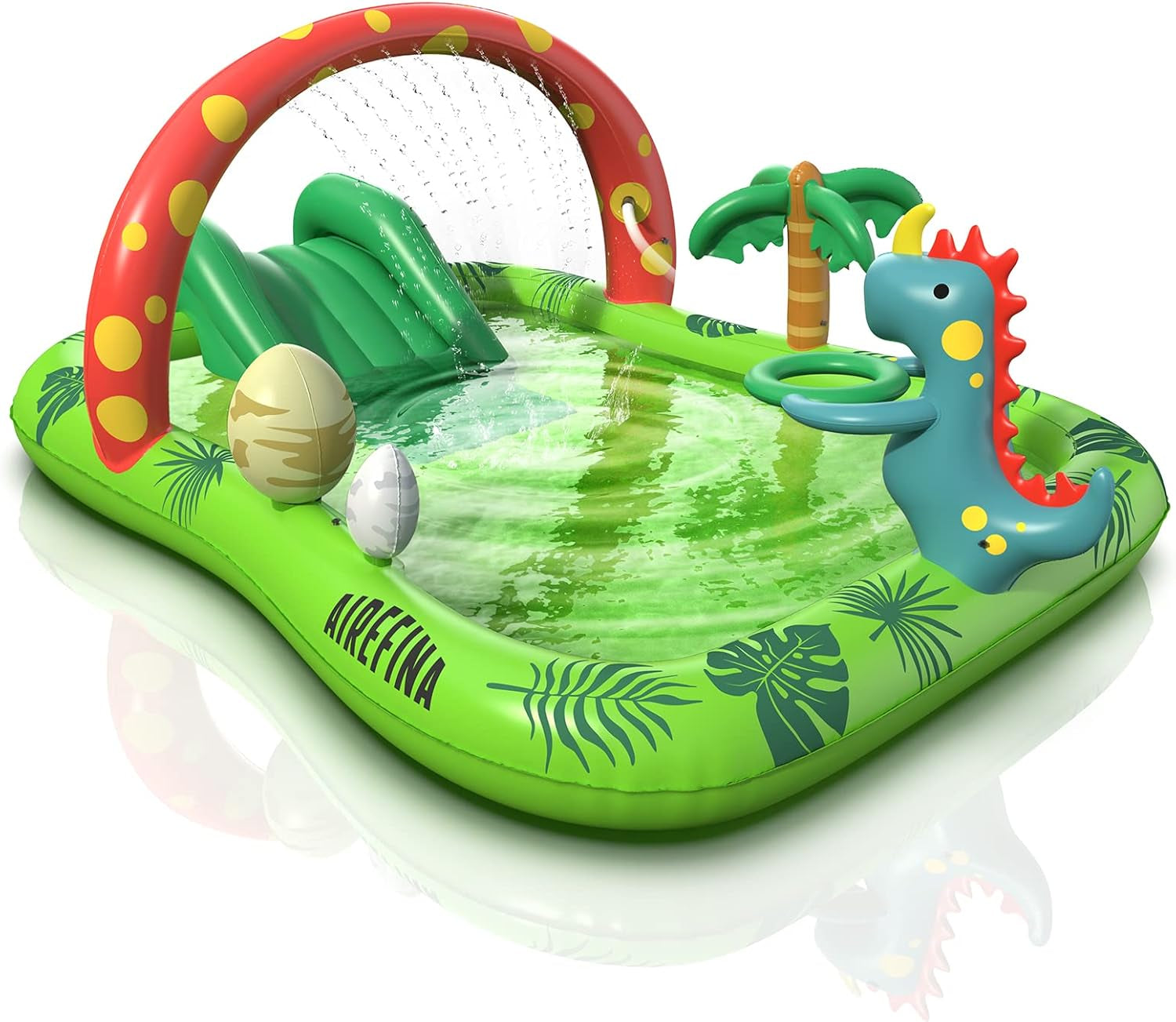 Inflatable Kids Pool,  Dino Planet Inflatable Play Center Kiddie Pool with Water Slide, Ultra Thick 97"X76"X41" Toddler Pool with Play Ball Hoop, for Backyard, Garden, Water Park, Ages 3+